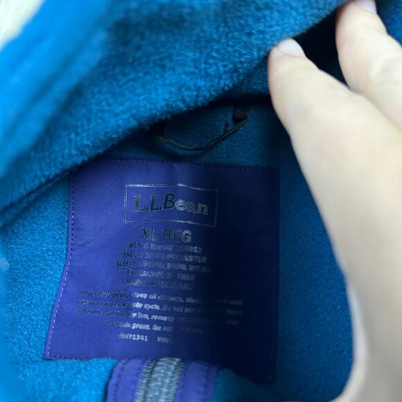 LL Bean Blue Fleece Outdoor Hiking Full Zip Hoodless Sweater Jacket Men's XL - Picture 9 of 16
